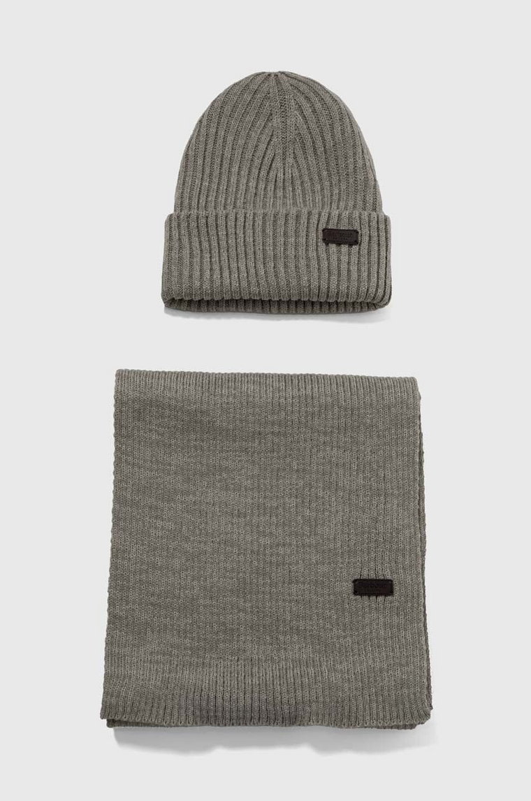 Barbour komplet Crimdon Beanie & Scarf Gift Set kolor szary MGS0019