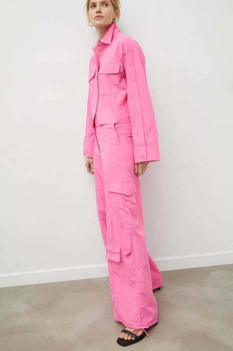 2NDDAY spodnie 2ND Edition George - Essential Texture damskie kolor różowy szerokie high waist 2242162244