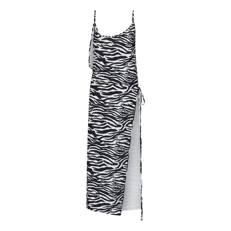 Zebra Print Midi Sukienka z Bocznym Rozporkiem The Attico
