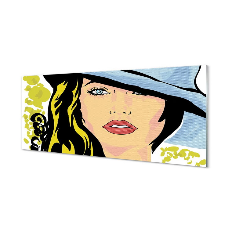 Nowoczesny panel szklany Kobieta kapelusz 125x50 cm