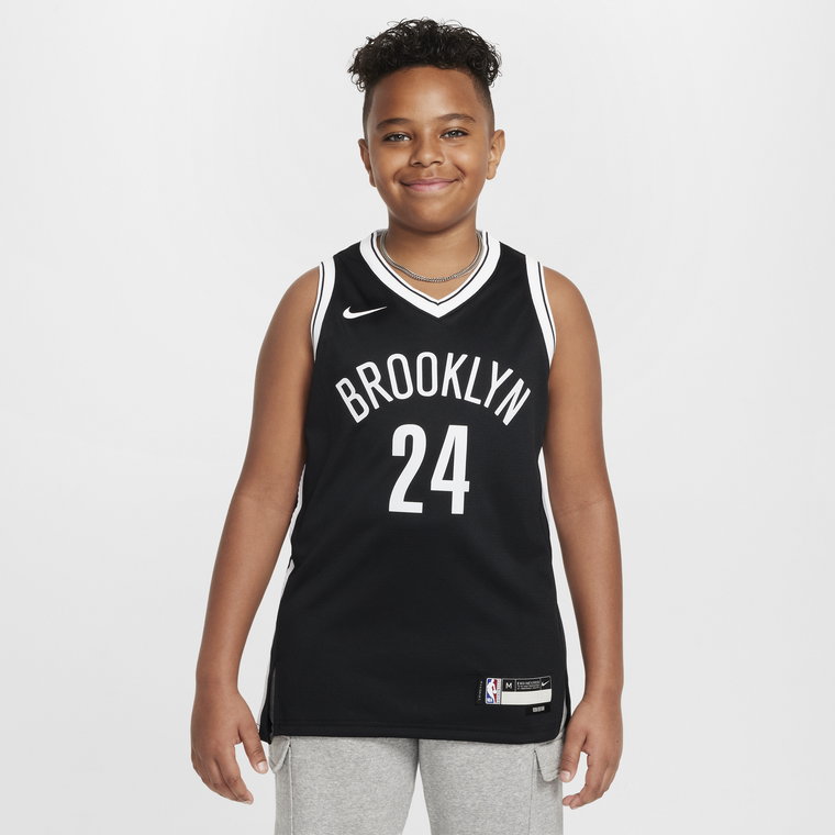 Koszulka dla dużych dzieci Brooklyn Nets Icon Edition 2021/22 Nike NBA Swingman - Czerń