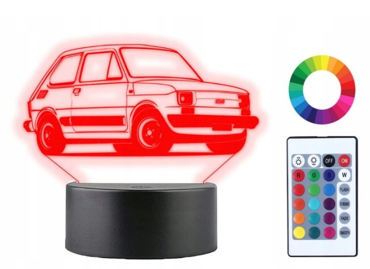 Lampka nocna 3d led maluch fiat 126p grawer imię