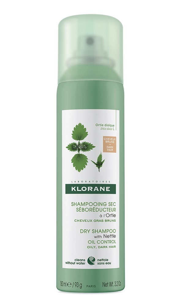 Klorane - suchy szampon na bazie wyciągu z pokrzywy do włosów brązowych i czarnych 150ml