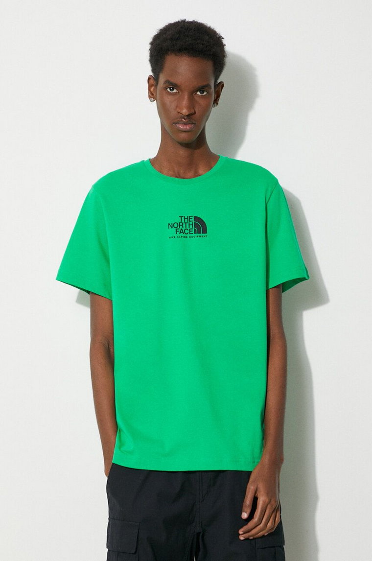 The North Face t-shirt bawełniany M S/S Fine Alpine Equipment Tee 3 męski kolor zielony z nadrukiem NF0A87U3PO81