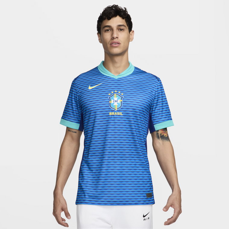 Męska koszulka piłkarska Nike Dri-FIT Brazylia Stadium 2024 (wersja wyjazdowa)  replika - Niebieski
