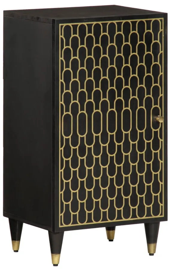 Czarna drewniana szafka stojąca na nóżkach - Movissa 6X