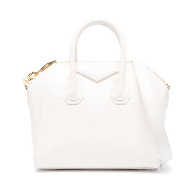 Biała skórzana torebka z pozłacanymi elementami i ikonicznym logo Givenchy