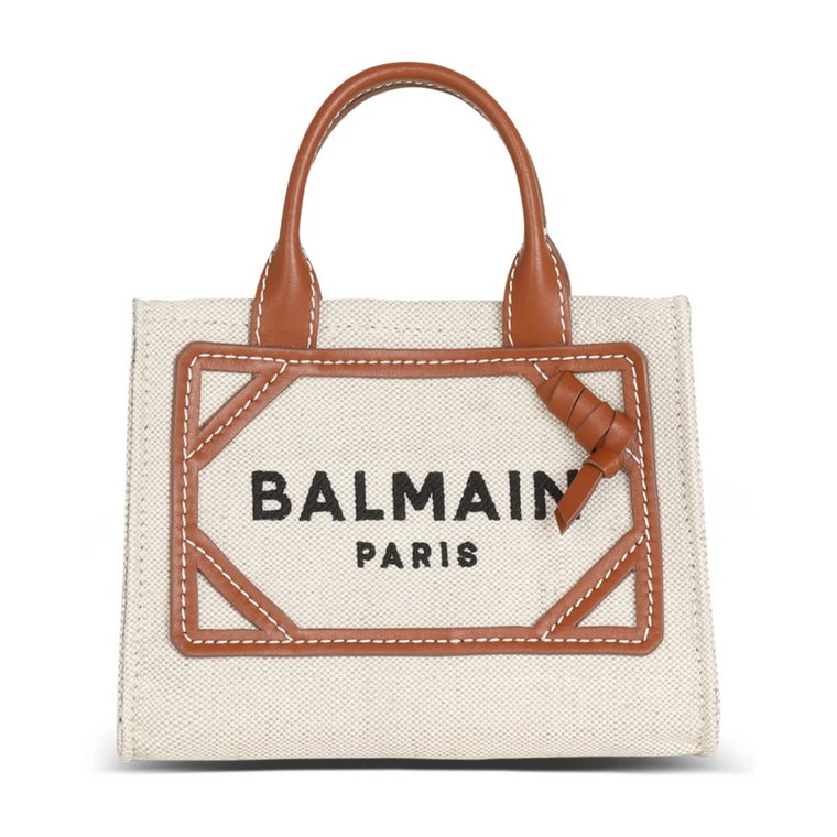 B-Army mini canvas shopping bag with leather inserts Balmain