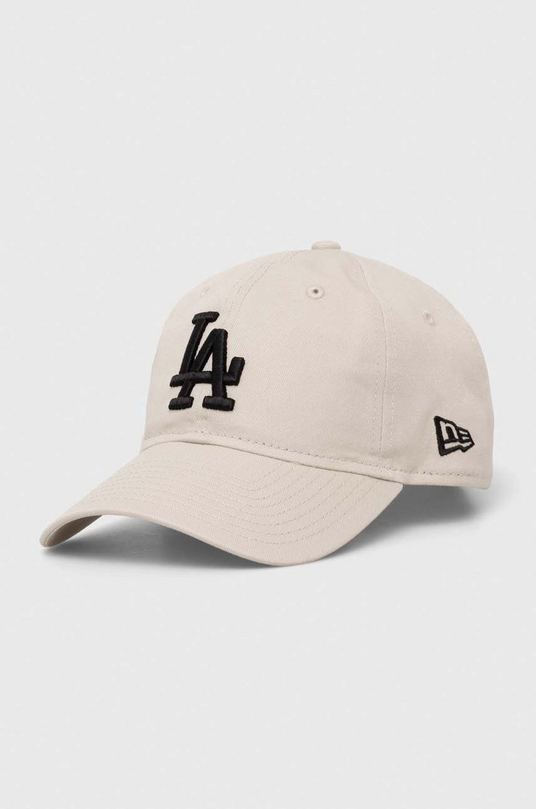 New Era czapka z daszkiem bawełniana kolor beżowy z aplikacją LOS ANGELES DODGERS