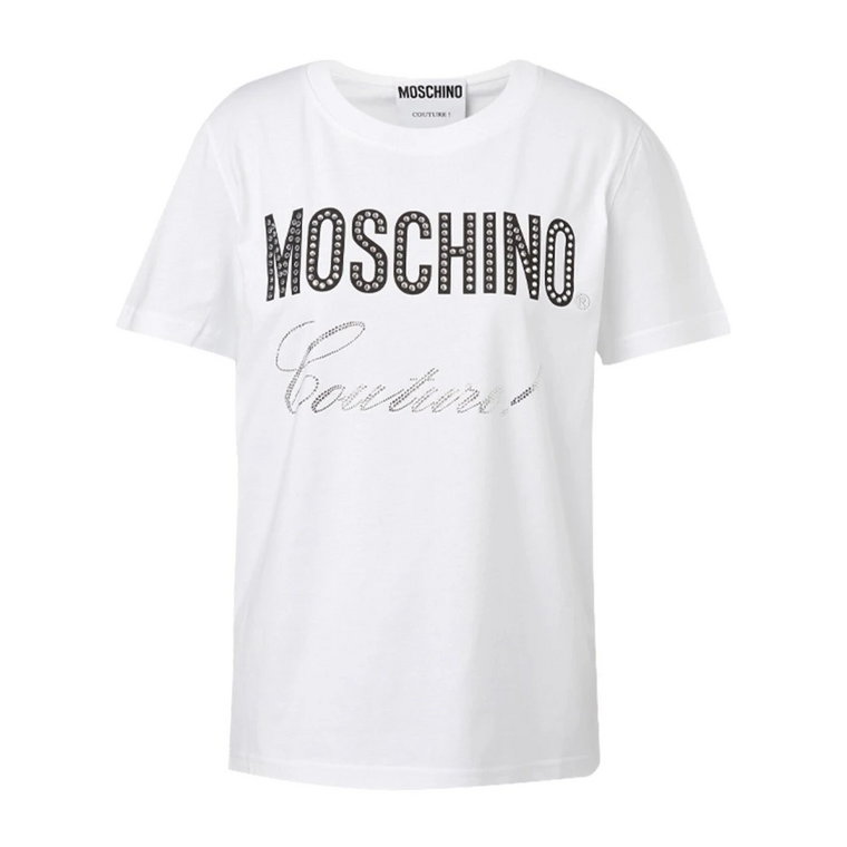 Couture Bawełniana Koszulka z Logo Moschino