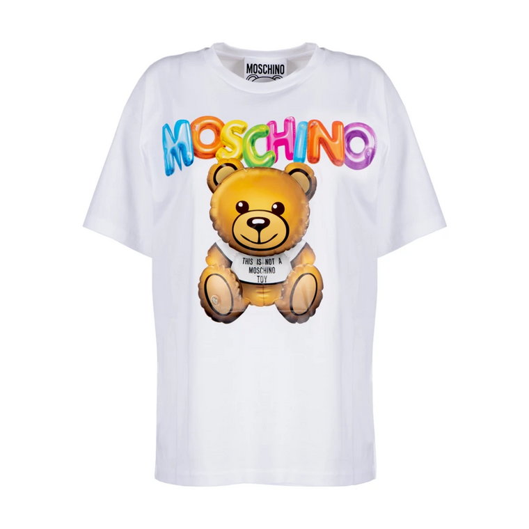 Oversize Nadmuchiwany T-shirt z misiem Moschino
