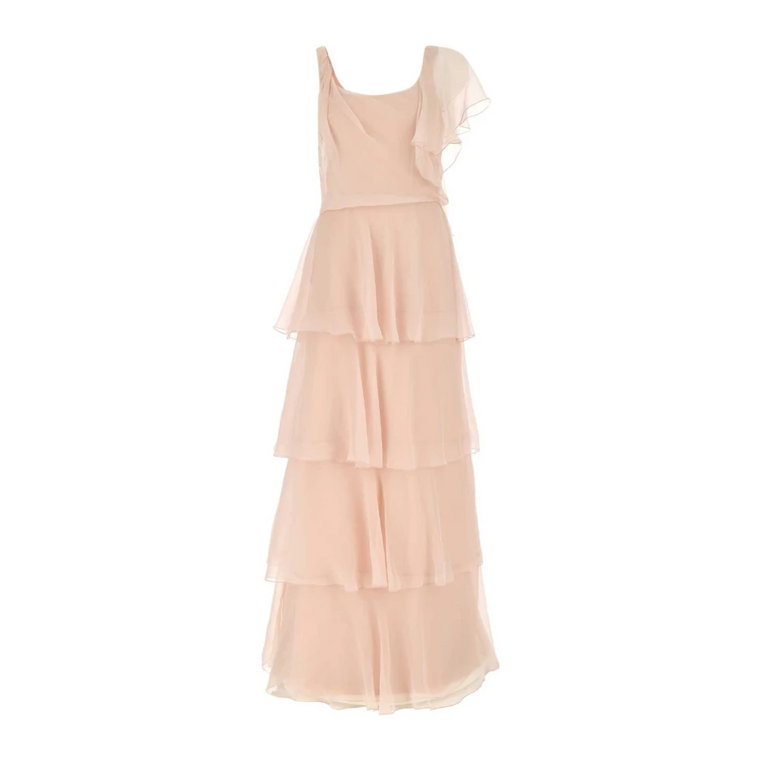 Pastelowa różowa szyfonowa sukienka Alberta Ferretti