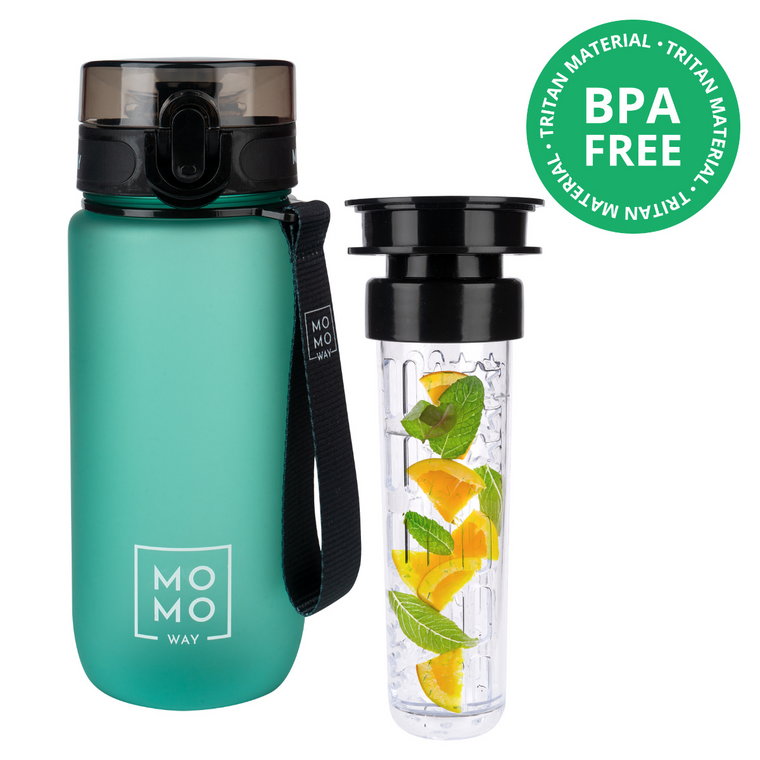 Butelka na wodę MOMO WAY zielona | wytrzymała i praktyczna | BPA free | Tritan