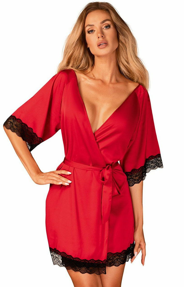 Obsessive Sensuelia robe szlafrok, Kolor czerwony, Rozmiar S/M, Obsessive
