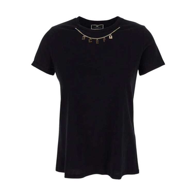 Bawełniana Chain T-Shirt Elisabetta Franchi