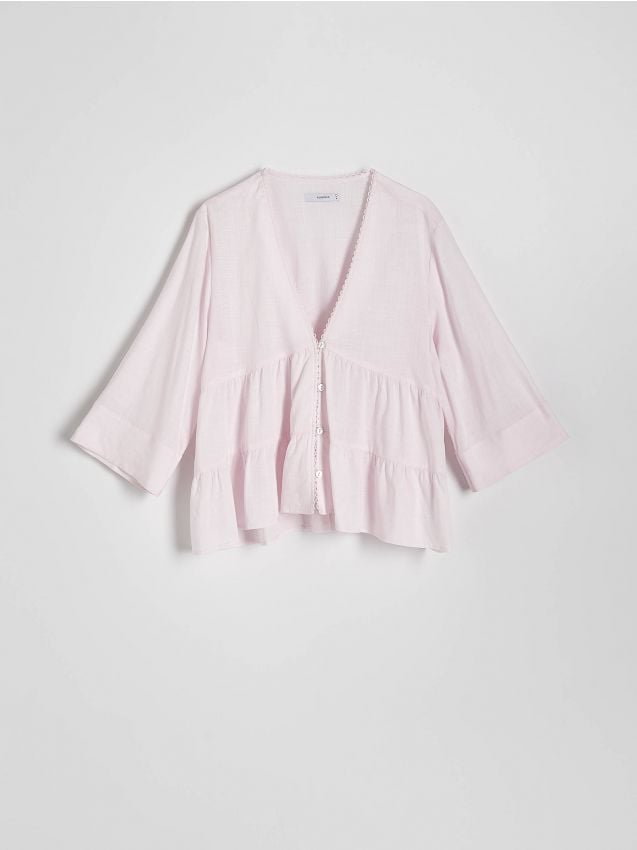 Reserved - Bluzka z wiskozą - pastelowy róż