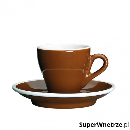 porcelanowa filiżanka do espresso ze spodkiem, 50 ml, brązowo-biała kod: CI-215090