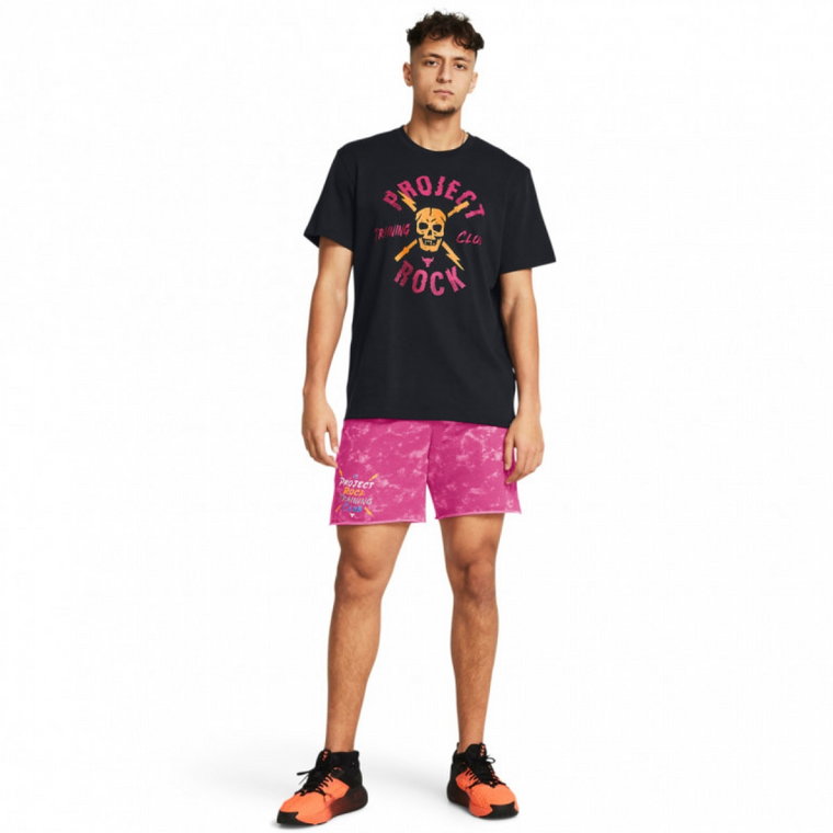 Męskie spodenki treningowe Under Armour Project Rock Terry Printed UG Shorts - różowe