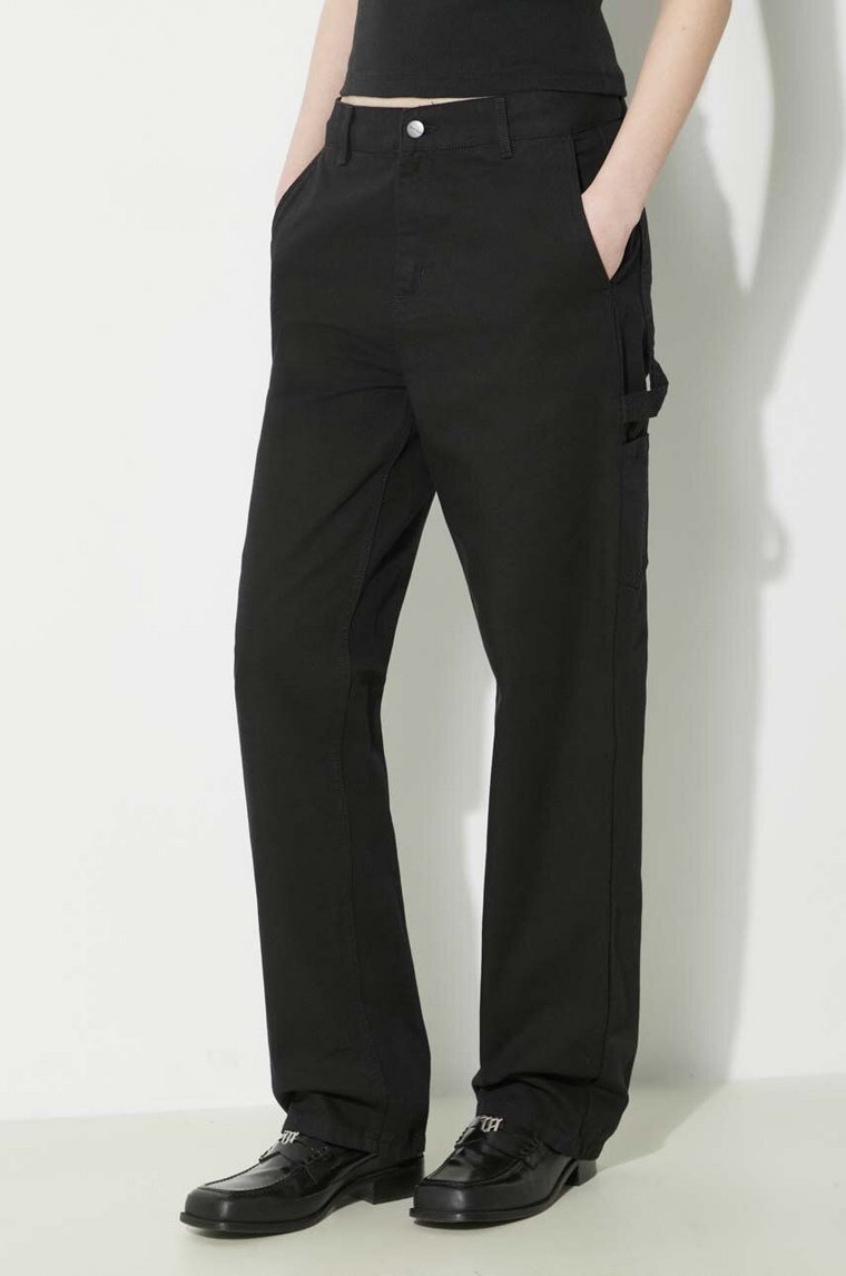 Carhartt WIP spodnie bawełniane Pierce Pant Straight kolor czarny proste high waist I032966.8902