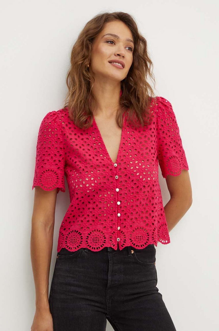 Morgan koszula bawełniana CFLAM damska kolor różowy regular