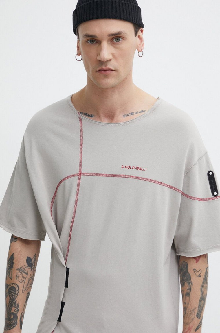 A-COLD-WALL* t-shirt bawełniany Intersect T-Shirt męski kolor beżowy z aplikacją ACWMTS179