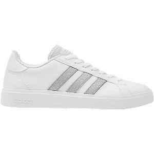 Biało-srebrne sneakersy adidas grand court base 2.0 - Damskie - Kolor: Białe - Rozmiar: 39 1/3
