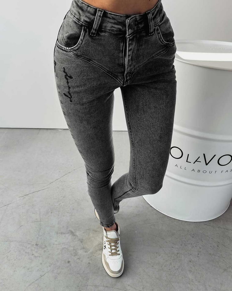 Spodnie jeansowe damskie OLAVOGA ASTER 2024 czerń L