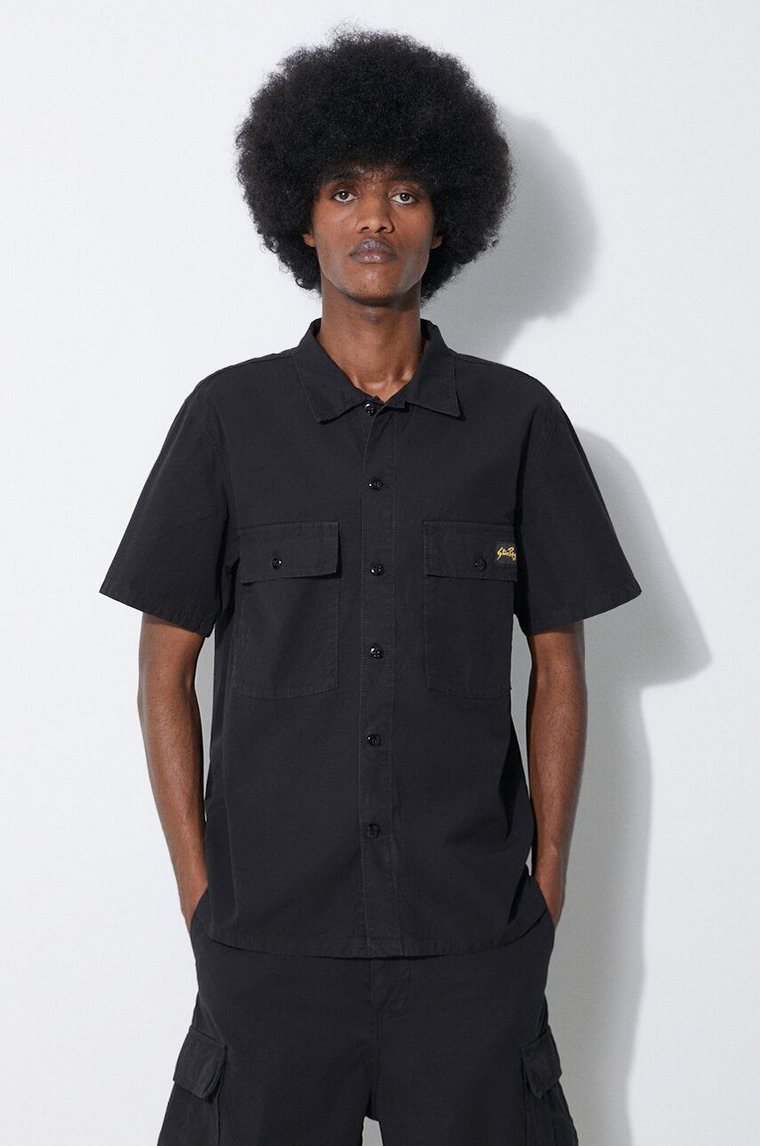 Stan Ray koszula bawełniana Cpo Short Sleeve męska kolor czarny slim z kołnierzykiem klasycznym SS2401963