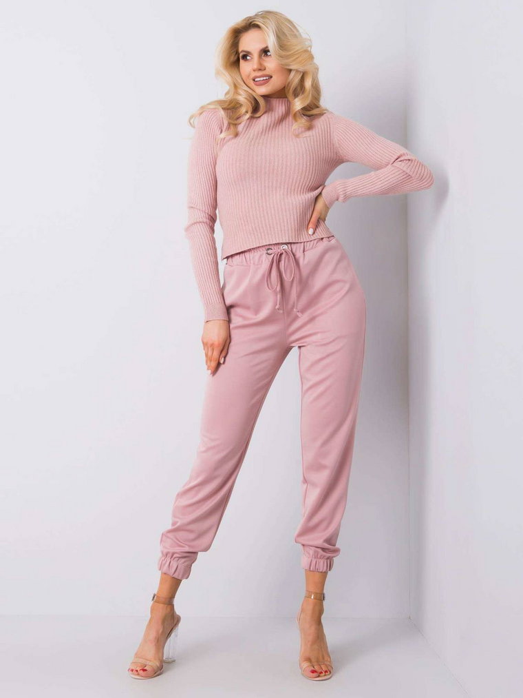 Spodnie z materiału jasny różowy casual materiałowe