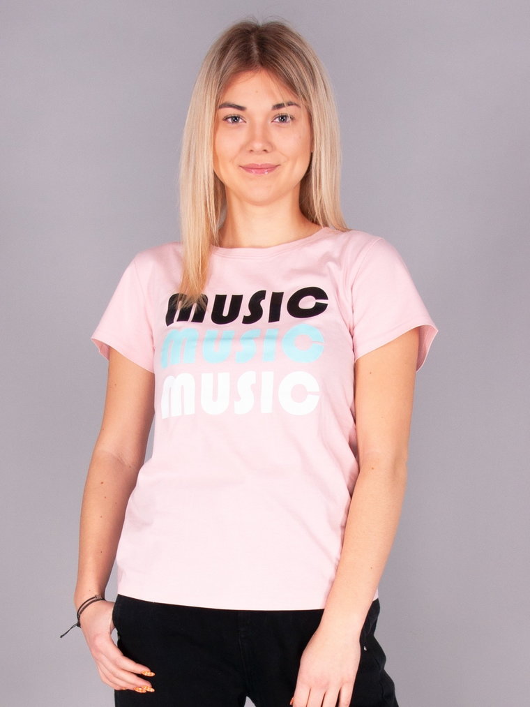 Koszulka damska t-shirt bawełniana MUSIC różowa L