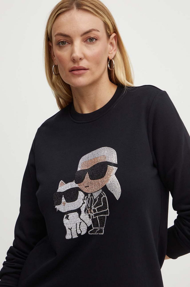 Karl Lagerfeld bluza damska kolor czarny z aplikacją 245W1812