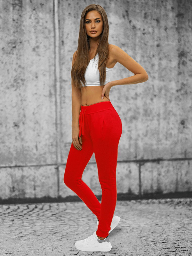 Spodnie dresowe damskie czerwone OZONEE JS/CK01Z