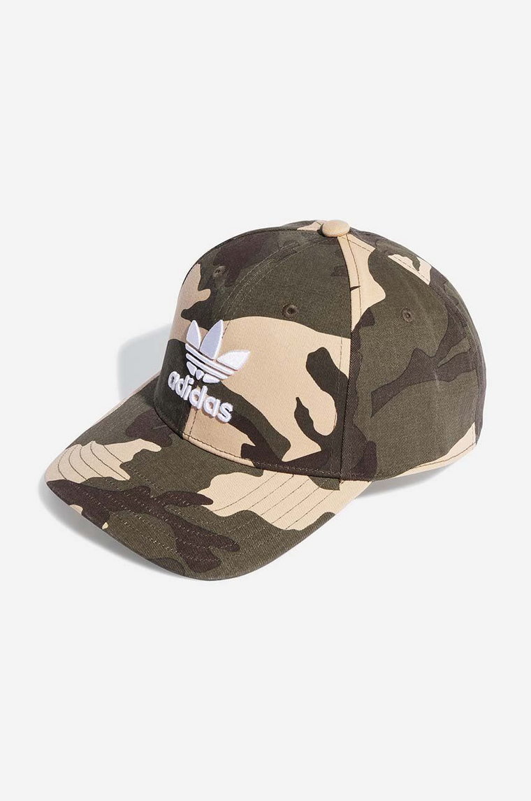 adidas Originals czapka z daszkiem bawełniana Camo Baseball Cap kolor zielony wzorzysta H46980-ZIELONY