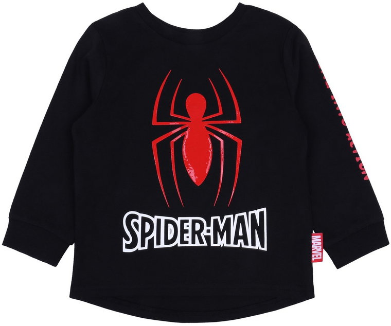 Chłopięca, czarna bluzka z gumowym nadrukiem Spider-man