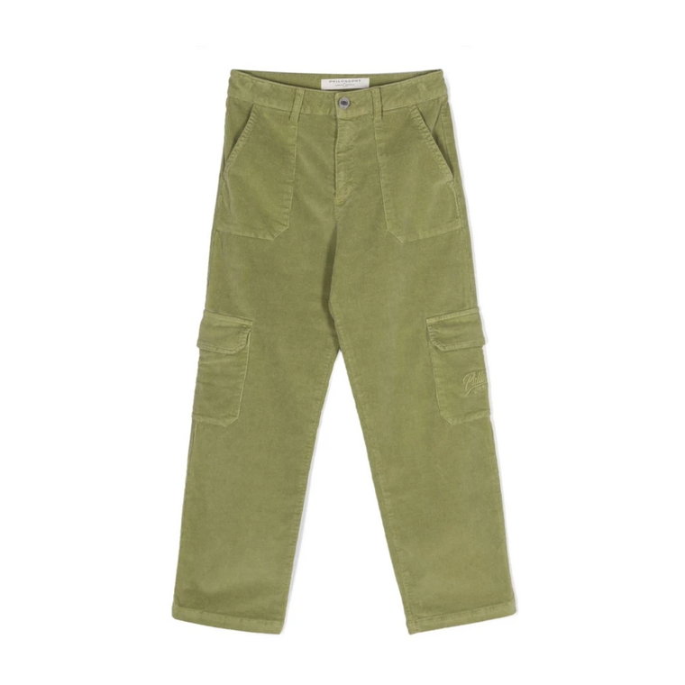 Zielone Welurowe Spodnie z Kieszeniami Cargo Philosophy di Lorenzo Serafini
