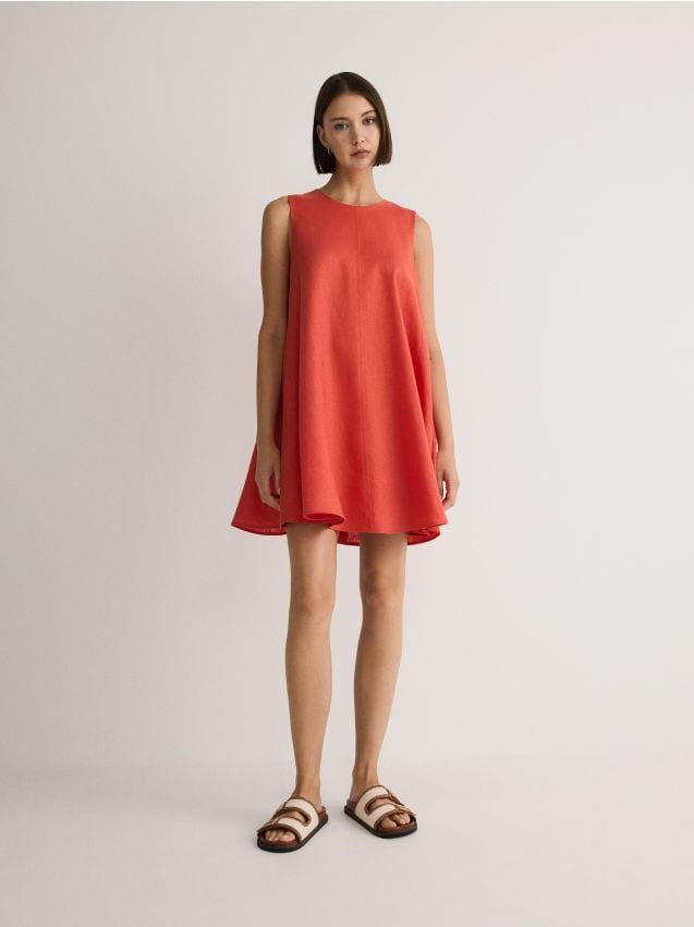 Reserved - Sukienka z lnu - pomarańczowy