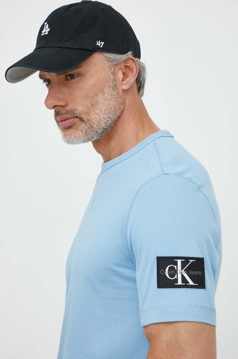 Calvin Klein Jeans t-shirt bawełniany kolor niebieski J30J323484