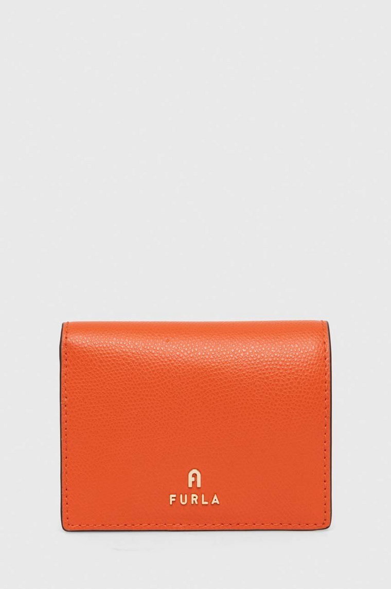 Furla portfel skórzany damski kolor pomarańczowy