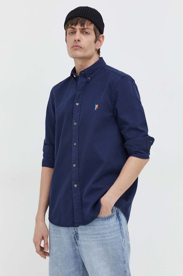 PS Paul Smith koszula bawełniana męska kolor granatowy regular z kołnierzykiem button-down M2R.708U.M21452