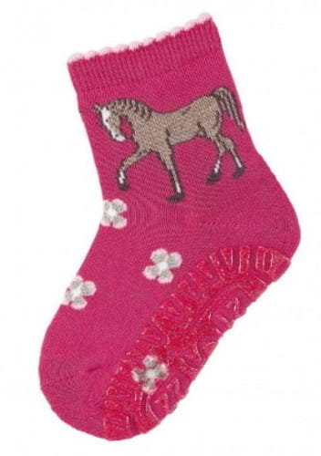 Sterntaler skarpetki całoroczne z silikonową podeszwą różowe z koniem air [rozmiar stopy: 25/26]
