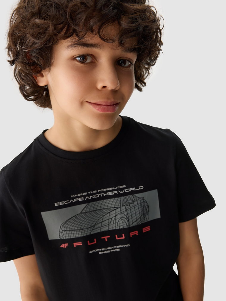 T-shirt z nadrukiem chłopięcy - czarny