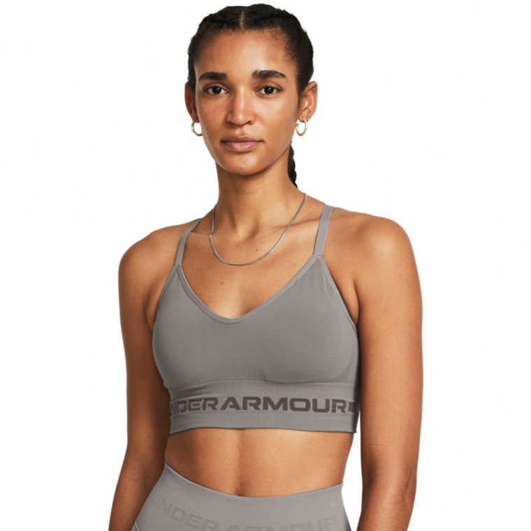 Biustonosz treningowy Under Armour UA Seamless Low Long Bra - szary