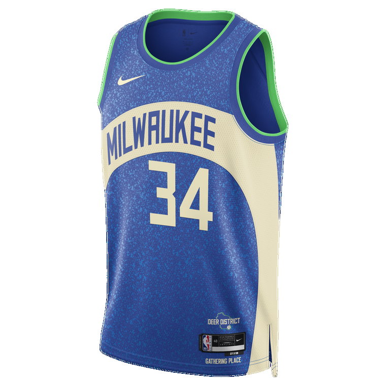 Koszulka męska Nike Dri-FIT NBA Swingman Giannis Antetokounmpo Milwaukee Bucks City Edition 2023/24 - Niebieski