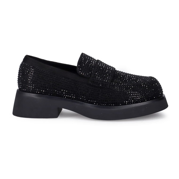 Czarne płaskie buty z mikrorhinestonami Tosca Blu