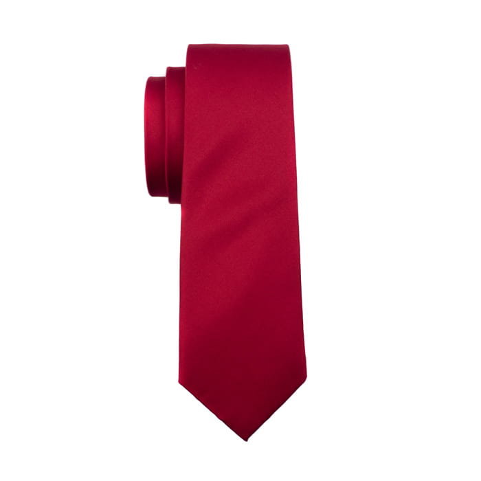 Krawat jedwabny czerwony gładki EM 9