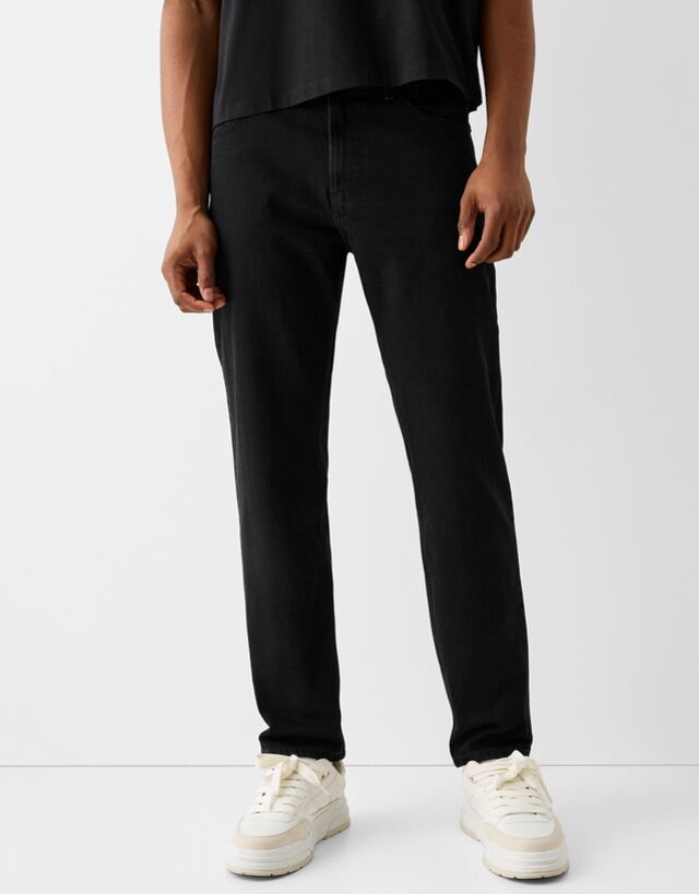 Bershka Jeansy O Kroju Slim Fit Mężczyzna 48 Czarny