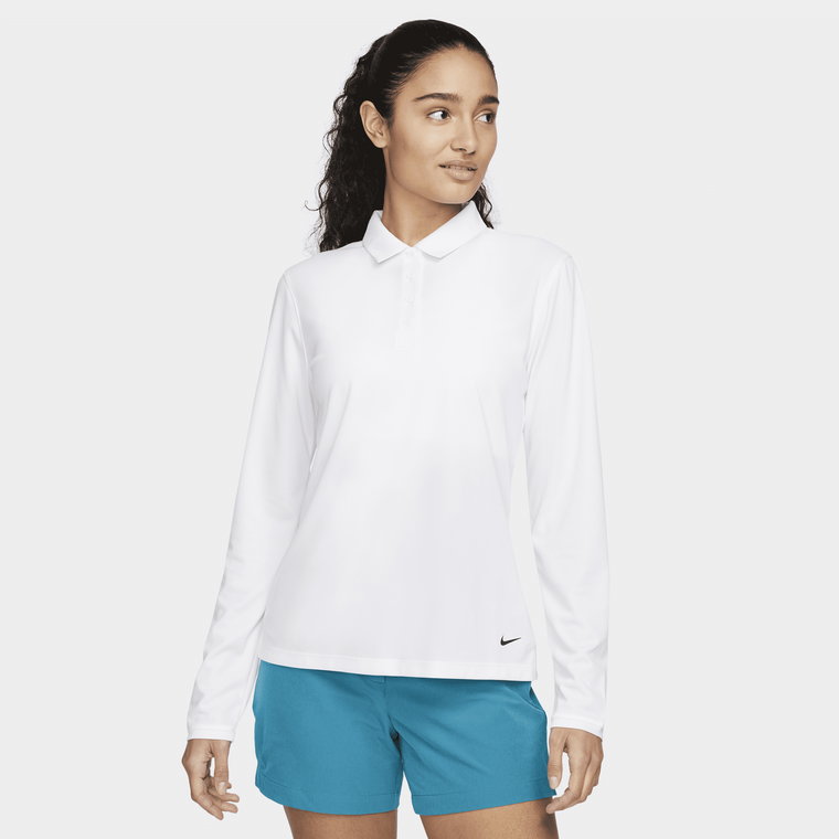 Damska koszulka polo do golfa z długim rękawem Nike Dri-FIT Victory - Biel