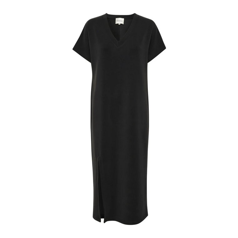 Długa sukienka z dekoltem w serek w kolorze czarnym My Essential Wardrobe