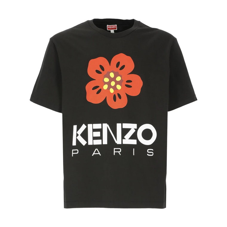 Czarna koszulka męska z kwiatowym nadrukiem Kenzo