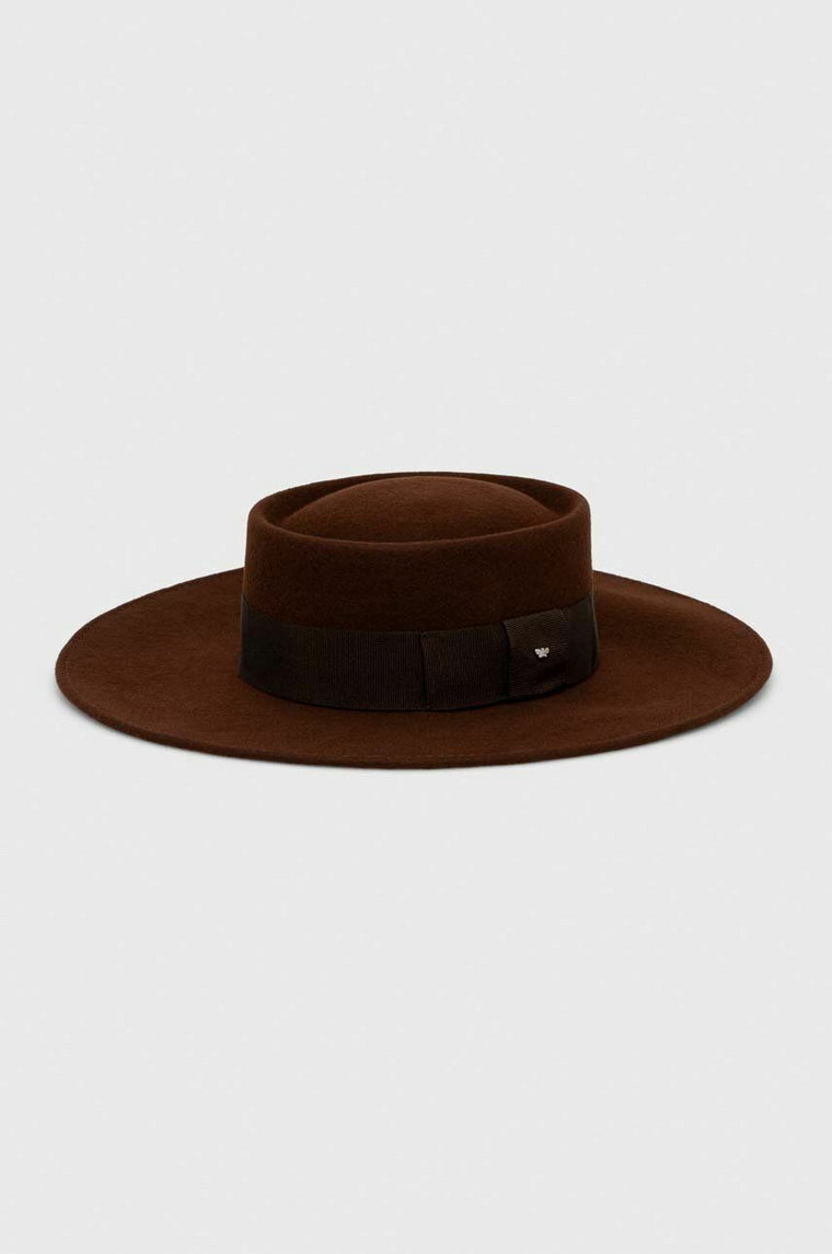 Weekend Max Mara kapelusz wełniany kolor brązowy wełniany
